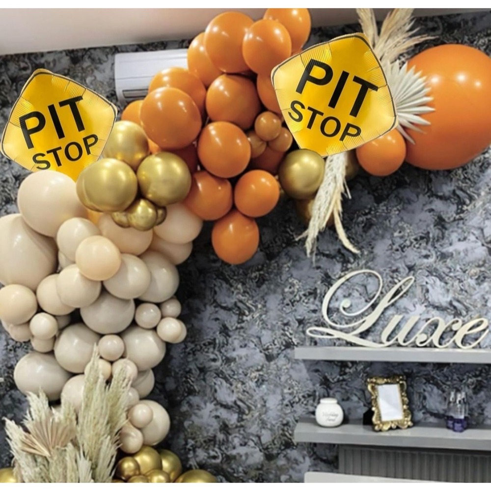 Mylar 18in Pit Stop Foil Balloons Yellow Race Car Party Decorations 8 Pack